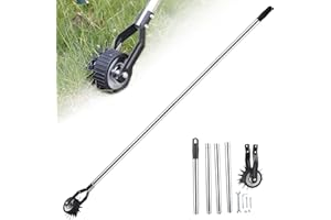 LAANCOO Lawn Edger Tool Edger Lawn Tool, 67.3 Inch Manual Lawn Edger with 4 Sections Stainless Steel Handle, Rotary Grass Edger Tool with Wheel, Garden Edger for Landscaping Sidewalk Yard