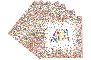 EVYIENEN 40 Stück Happy Birthday Süßigkeiten Servietten，33x33cm Papier Party Servietten für Junge Mädchen Geburtstag Party Deko