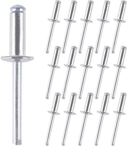 4.8mm x 10mm Gelegeerde Klinknagels Met Grote Kop, 250 Pak – Grote Flens Koepelkop Blindklinknagel, Aluminium Behuizing en Stalen Doorn Popnagels voor Blik, Metalen Bevestiging – Duw Klinknagels