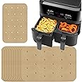 100PCS Unbleached Air Fryer Parchment Paper for Ninja Foodi Dual Fryer, 5.5'x8.5‘ Nonstick Air Fryer Liners Compatible with Ninja DZ201, DZ401
