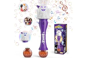 Bombble Halloween Fantasma Macchina Bolle di Sapone, Bacchetta per Bolle Automatica per Bambini con Musica/Luci/Soluzione, 5000+ Bolla/Min Macchina per Fare le Bolla per Festa All'aperto Halloween