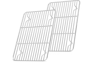 Herogo, griglia di raffreddamento in acciaio inox, set da 2 pezzi, griglia rettangolare per arrostire, grigliare, grigliare, raffreddare, 24,8 x 19 x 1,5 cm, griglia frigo per forno, lavabile in