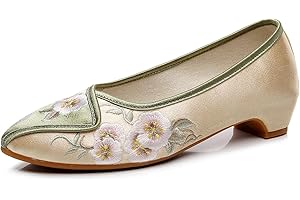 RVROVIC Fashion Women Shoes Walking Dancing Embroidery Vintage Mary Jane Flats