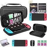 Bestico Kit de Protection 7 in1 pour Nintendo Switch, avec Etui Rigide pour Nintendo Switch, étui pour Cartouche de Jeux, 3 Films de Protection écran Transparentes HD, Joy-Con Protecteurs Silicone