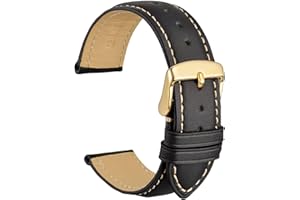 WOCCI Vintage Correa de Reloj de Cuero con Hebilla Dorada para Mujer Hombre, 14mm 18mm 19mm 20mm 21mm 22mm 23mm 24mm