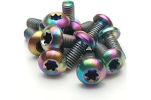 BININIU [12 unidades] M5 x 10 mm T25 titanio Ti Bolt para rotores de freno de disco de bicicleta, kit de pernos de rotor de titanio para bicicleta MTB, color arcoíris, ligero