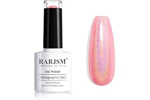 RARJSM Holographic Nail Polish Glitter Pink Gorgeous Glossy 1 Pcs 7.5ml Sparkling Gel Polish LED Lamp Required for Four Seasons Salon Nail Art DIY Home RAR69