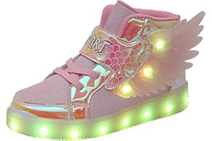 YUNICUS Kids Light up Trainers Light up Shoes USB Charging Flashing Trainers Wings High-Top LED Sneakers for Girls Boys Halloween Christmas Birthday Great Gift