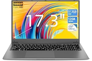 Naclud 17.3" Laptop 12GB RAM 512GB SSD Storage(TF Card 512GB), Celeron N5095A Processor, FHD 1920 * 1080 IPS, 5000mAh Battery, Full Size Keyboard, 2xUSB 3.0, Dual Band WiFi