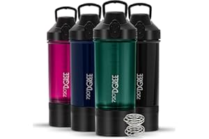 720°DGREE Protein Shaker mit Pulverfach 550ml “uberShaker“ – Auslaufsicher, BPA-Frei, Skala, Spiralmixer für cremige Shakes - Premium Eiweißshaker, Schüttelbecher ideal für Fitness, Gym