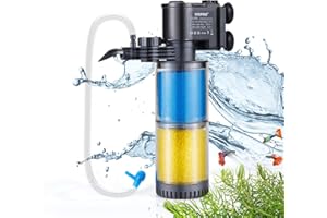 Weipro Filtro Acquario Interno con Spugna Filtrazione a 2 Strati, Pompa Sommergibile a Flusso d'Acqua Regolabile Silenzioso 5W, Adatto per Acquari con 30l-80l, TH280A (330L/H)