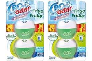 MIR VAISSELLE Croc'Odor Coco Frigo – Désodorisant pour Réfrigérateur Lot de 2 paquets (2x 2x33g) – 4 absorbeurs d'odeurs