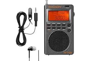 RADIODDITY Raddy RF760 Broadband Shortwave Radio, Multiband Radio FM/AM/SW/CB/VHF(UHF)/WX/Air, Rechargeable Digital Radio with Headphone Jack, 3m Wire Antenna