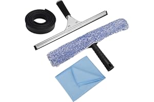 Pinenuts Window Cleaning Kit, 4 Pcs Squeegee Window Cleaner Professional Glass Window Wiper Microfiber Cloths Multipurpose Cleaning Equipment for Car Kitchen Bathroom & Shower