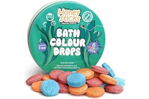 Honeysticks Bath Colour Tablets for Kids - Non Toxic Bathtub Drops Made with Natural Ingredients and Food Grade Colours - Fragrance Free - Fizzy, Brightly Coloured Bathtime Fun, Great Gift - 36 Drops