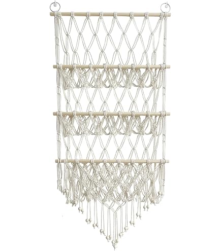Hamac De Rangement 2 étages Pour Peluches – Organisateur Mural En Bois Et Corde, Style Bohème, Réglable En Hauteur