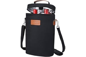 Kato Tirrinia Bolsa enfriadora de Vino aislada, Bolsa enfriadora de 2 Botellas, Bolsa de Vino Bolsas de Bebidas Reisenthel con asa y Correa Ajustable para el Hombro, Regalo para los Amantes del Vino