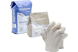 Algaplay Michelangelo Kit Refill. Kit de Recarga Michelangelo con alginato cromático y Yeso sintético tixotrópico para Crear una Escultura de Manos. (L)