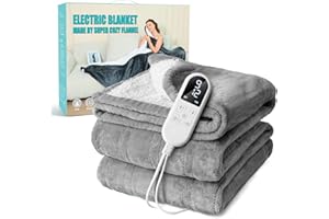 FORRINX Manta eléctrica con apagado automático 180x200 cm, 8 niveles de calor hasta 55 °C y temporizador de 12 horas, Protección contra sobrecalentamiento, Manta doble para cama o sofá Lavable a máquina