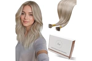 Hetto Nano Beads Hair Extensions Blonde Nano Hair Extensions Real Human Hair Blonde Nano Ring Extensions Remy Hair Straight 14 Inch 50strands 50g #18/613