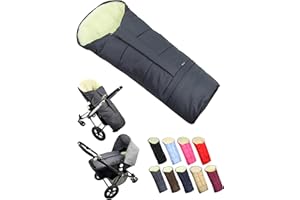 BambiniWelt by Rafael K. Winterfußsack – universaler Fußsack für Kinderwagen, Buggy & Schlitten in Mumienform – Lammwolle, größenverstellbar (90–110 cm), warm, waschbar & windabweisend (dunkelgrau)