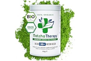 ‎MATCHATHERAPY MatchaTherapy 60+ | BIO Matcha Tee Pulver | 60g | Mit mindestens 60mg/g geprüftem EGCG-Catechin-Gehalt | Unterstützt Immunsystem & Energie-Level | Ceremonial Grade | Grüntee aus Japan