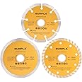 Gunpla 3 Pieces 115mm Diamond Blade Continuous Segmented Turbo Rim Dry Wet Circular Saw 4.5 inch Angle Grinder Disc 7/8 inch Arbor 22.2mm with Reducing Ring 20mm for Tile Masonry