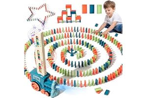 TOGETDREAM Domino Zug Spielzeug Eisenbahn Set Spielzeug kinder elektrisch mit 100 PCS Domino Blöcken Automatischer, Dominoes Automatische Platzierung Lustige Geschenke für Jungen und Mädchen (Grün)