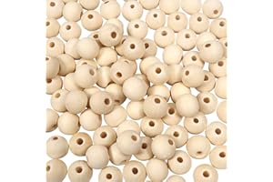 TOAOB THE ONE AND ONLY BABY TOAOB 100pcs 10mm Perles en Bois Rondes Naturel Perles Spacer pour DIY Fabrication de Bijoux