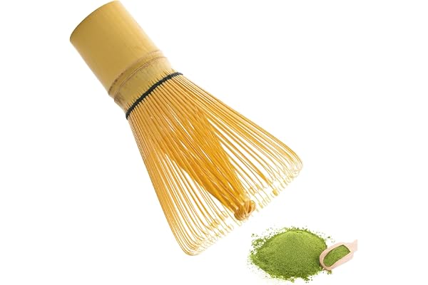 kurkip Fouet à matcha en bambou naturel semi-fait main pour faire et mélanger le matcha en bambou doré