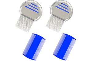 iTGOOS 4 Pcs Flea Lice Combs, Metal Knit Comb For Kids, Plastic Stainless Steel Nit Combs, Head Lice Removal Comb With Double Sided Teeth For Kids Adults Pets Dog Head Lice Treatment