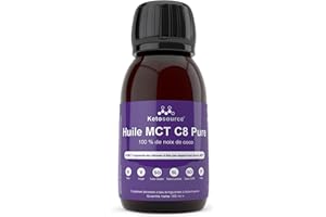 Huile MCT Pure C8 | Produit 4 fois plus de cétones que les autres huiles MCT | Pureté élevée 99%+ | 100% noix de coco | Conforme au Keto et au jeûne | Bulletproof Café | 100 ml | Ketosource®