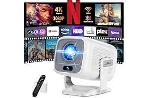COOLID [App Intégrée] Vidéoprojecteur avec WiFi 6 y BT 5.4,1080P Full HD Mini Projecteur Video, Projecteur Portable avec Autofocus et Correction Trapézoïdale Automatique,180° Rotation HDMI/TV Stick/USB Blan