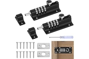 GEKUFA Loquet de Verrouillage à Combinaison 2 Pièces, Verrou de Porte Combinaison à 4 Chiffres, 120mm Verrou de Porte à Code pour Hangar/Jardin/Garage/Coffre (Noir)