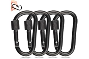 MABUSIYI D-ring Carabiner Clip with Screw Lock, 8cm/3inch heavy duty Aluminum Alloy Locking Key Chain Carabiner Clip Hook for Camping Hiking Backpack