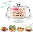 Cloche à Gâteaux Transparente 6 En 1 Masthome - Présentoir Réversible Pour Fruits, Desserts Et Salades