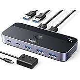UGREEN USB Anahtarı 2PC 3.0 Switcher C 2'si 4 &Ccedil;ıkışlı, Masa&uuml;st&uuml; Denetleyicisi KVM 2 A'dan A'ya Kablolu Al&uuml;minyum Muhafaza