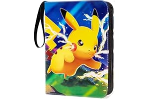 Egmelos 50 Seiten Sammelalbum für Pokemon Karten, Wunderschön Bedrucktes PU-Cover-Album, Sammelkarten Album mit Reißverschluss, Karten Halter Ordner Buch Hält 400 Karten A