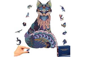 TOLOYE Puzzle de Madera, Zorro Rompecabezas de Madera 3D Puzzle Madera con Forma de Animal única Puzzle Madera Animales para Adultos y Niños Colección de Juegos Familiares Regalo (Zorro)