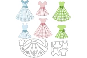 ‎GLOBLELAND GLOBLELAND 3D Faltenrock Stanzformen Damenkleid Longuette Cocktailkleid Prägeschablone Metallstanzen Für Scrapbooking DIY Papierhandwerk Album Dekoration