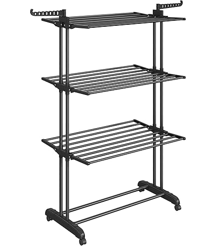 Relaxdays Droogrek Inklapbaar, 11 Stangen, 3 Etages, HBD: 105x73x37 Cm Droogtoren Compact Wasrek Metaal Zilver 2706573913