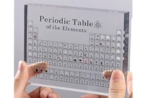 SINXIOER Układ okresowy z prawdziwymi elementami |83 elementy, układ okresowy pierwiastków ze stojakiem z litego drewna, prezent dla chemii, odkryj tajemnicę żywiołów i naukę za pomocą lupy!