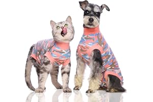 Yeapeeto Cat Recovery Suit After Surgery Bodysuit for Cats, E-Collar Substitute Keep from Licking Abdominal Wounds, Kitten Breathable Clothes, Warm after Shaving (L, Camouflage)