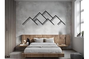 VAILLA Góry dekoracja ścienna, obraz ścienny z drewna, dekoracja ścienna w kolorze czarno-złotym, obrazy 3D, obrazy ścienne, dekoracja domu, na ścianę, naklejka ścienna, nowoczesna dekoracja, obrazy do domu,