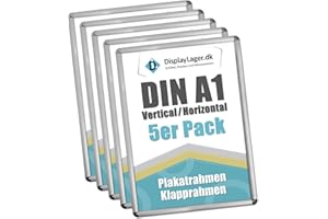 DisplayLager - Cornice a Scatto (Rondo) da 25 mm, Profilo in Alluminio Argento Disco di Protezione antiriflesso e Materiale di Fissaggio (A1)
