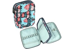 Bagtopia Crochet Hook Case, Portable Travel Organizer Storage Bag for Various Crochet Hooks and Knitting Accessories, Lightweight and Compact Zipper Needle Bag, (Bag Only), Blue Elephant