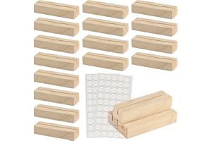 Jiujuda9 16 Pcs Wooden Place Card Holders for Tables, Table Number Holders Wooden Card Holder, Table Number Stands for Wedding Table Name Cards Menu Photo Number Pictures, with 2 Sheets Dots Stickers