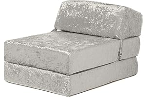 READY STEADY BED Changing Sofas | 'Envie' Crushed Velvet Fold Out Single Z Bed Mattress (Shark)