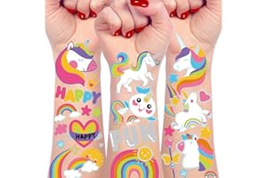 ZYCBERNOI Temporary Tattoos for Girls, Birthday Party Supplies Favors Decorations, Kids Goodie Bag Stuffers, Fake Tattoo Stickers for Party Games Prizes, Tattoos Sticker for Kids 6 7 8 9 10 year