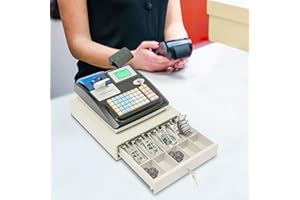 IELSNGAI Elektronische Kasse Registrierkasse mit LED Display, 48 Tasten Digitale LED Elektronische Registrierkasse, Einzelhandel Kassensystem Solide Kassenschublade Von 40W, Englische Version